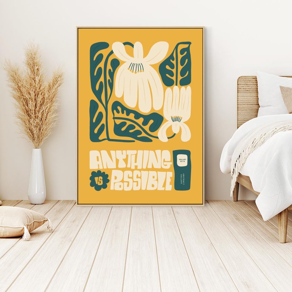 Obraz w ramie 50x70 - Impulsy Harmonii - kwiaty, nowoczesny plakat - rama drewno