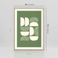 Plakat w ramie 50x70 - Migotliwe Formy - geometryczne boho kształty na brązowym, oliwkowym tle - rama drewno
