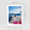 Plakat w ramie 30x40 - Perspektywa na Santorini - Santorini, perspektywa - rama biała