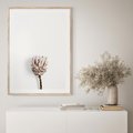 Plakat w ramie 50x70 - Suszona Roślina na Białym Tle - minimalizm, suszona roślina - rama drewno