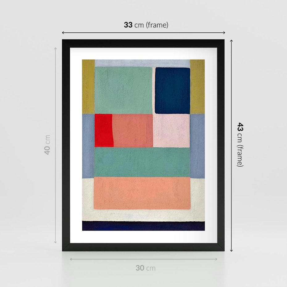 Plakat w ramie 30x40 - Bezgraniczne Nastroje Harmonii - abstrakcyjne geometryczne kształty, olejny obraz - rama czarna