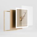Plakat w ramie 40x50 - Piękno w Detalu - złoty, liść - rama drewno