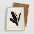 Plakat w ramie 50x70 - Harmonia liści - minimalistyczny obraz, szkic - rama drewno