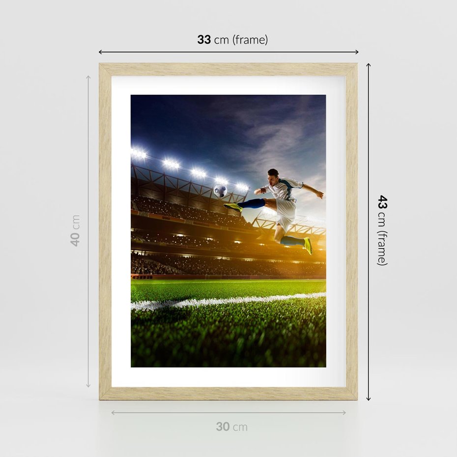 Plakat w ramie 30x40 - Gol! Magia piłki nożnej - gol, piłka - rama drewno