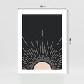 Plakat bez ramy 30x40 - Słoneczny Portret Duszy - boho czarne słońce, nowoczesna grafika