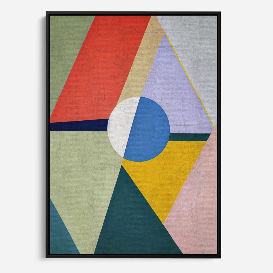 Obraz w ramie 50x70 - Taniec Subtelnych Odbić - abstrakcyjne geometryczne kształty, olejny obraz - rama czarna