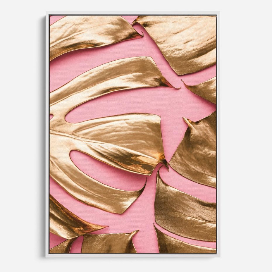 Obraz w ramie 50x70 - Przyjemność w Naturze - złote, liście - rama biała