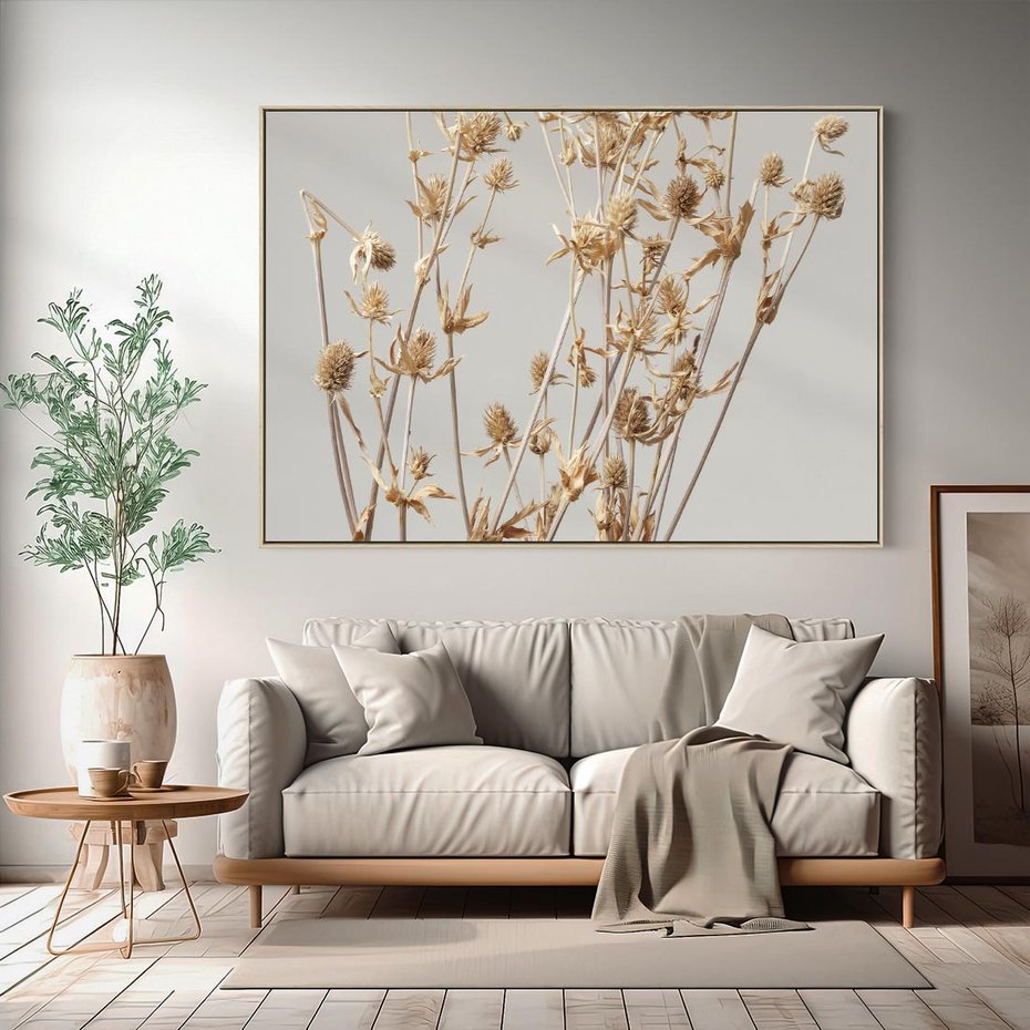 Obraz w ramie 120x80 - Delikatne gipsówki - gipsówka, suche - rama drewno