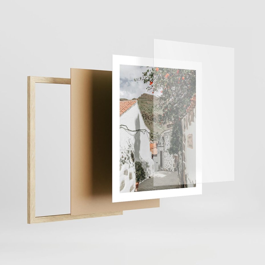 Plakat w ramie 40x50 - Południe Europy - śródziemnomorski krajobraz, uliczka we włoszech - rama drewno