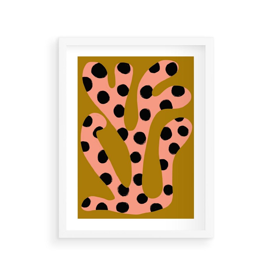 Plakat w ramie 30x40 - Rozkwitająca Wolność Boho - abstrakcyjne boho kształty, dziwne - rama biała