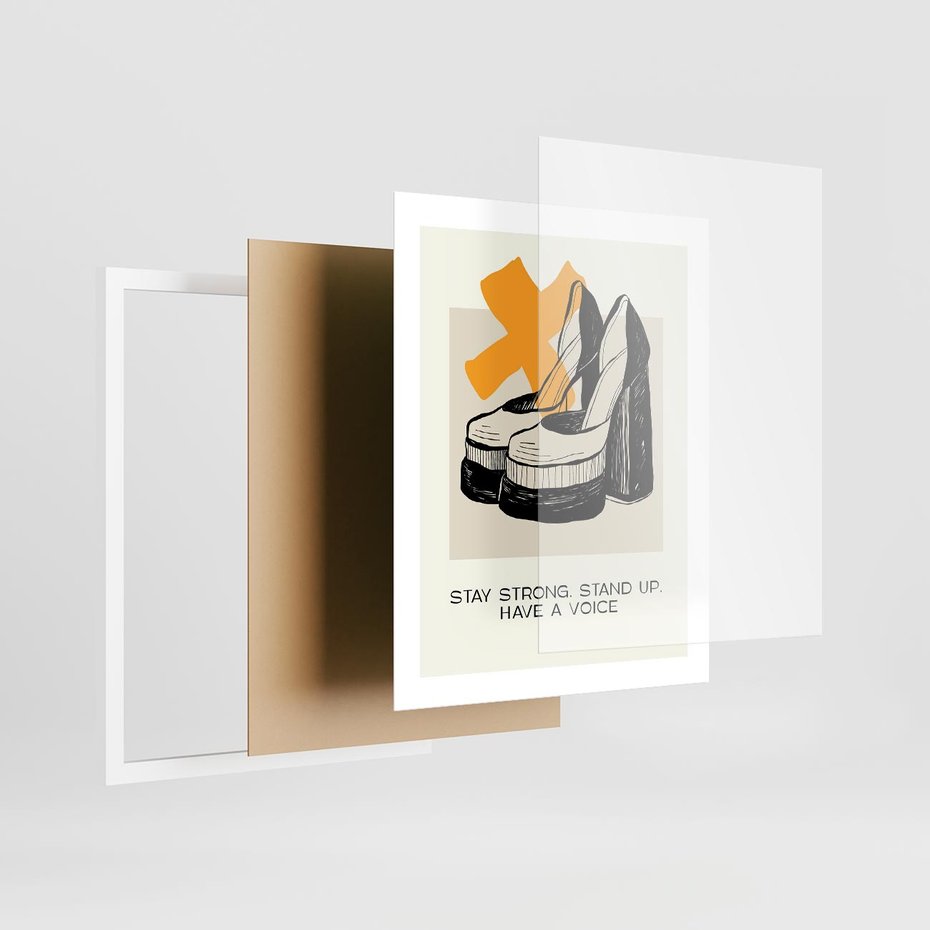 Plakat w ramie 40x50 - Kobiece Obcasy - plakat, minimalizm - rama biała