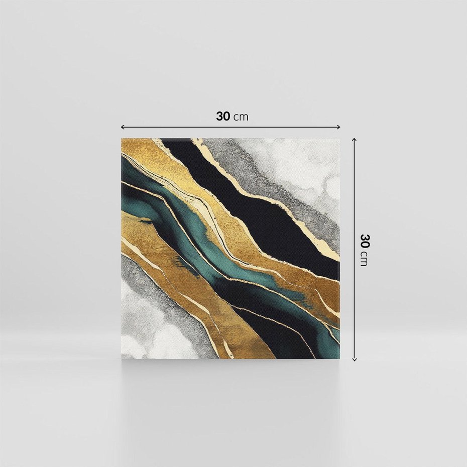 Obraz na płótnie 30x30 - Refrakcje płynącej rzeczywistości - jak marmurowa rzeka, linie złota