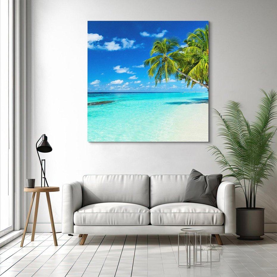 Obraz na płótnie 40x40 - Rajskie plaże na Malediwach - Malediwy, plaża