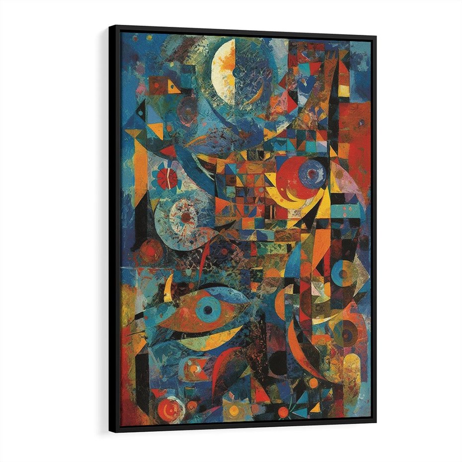 Obraz w ramie 70x100 - Migotliwe Przesunięcia Konturów - abstrakcyjny obraz, sztuka abstrakcji - rama czarna