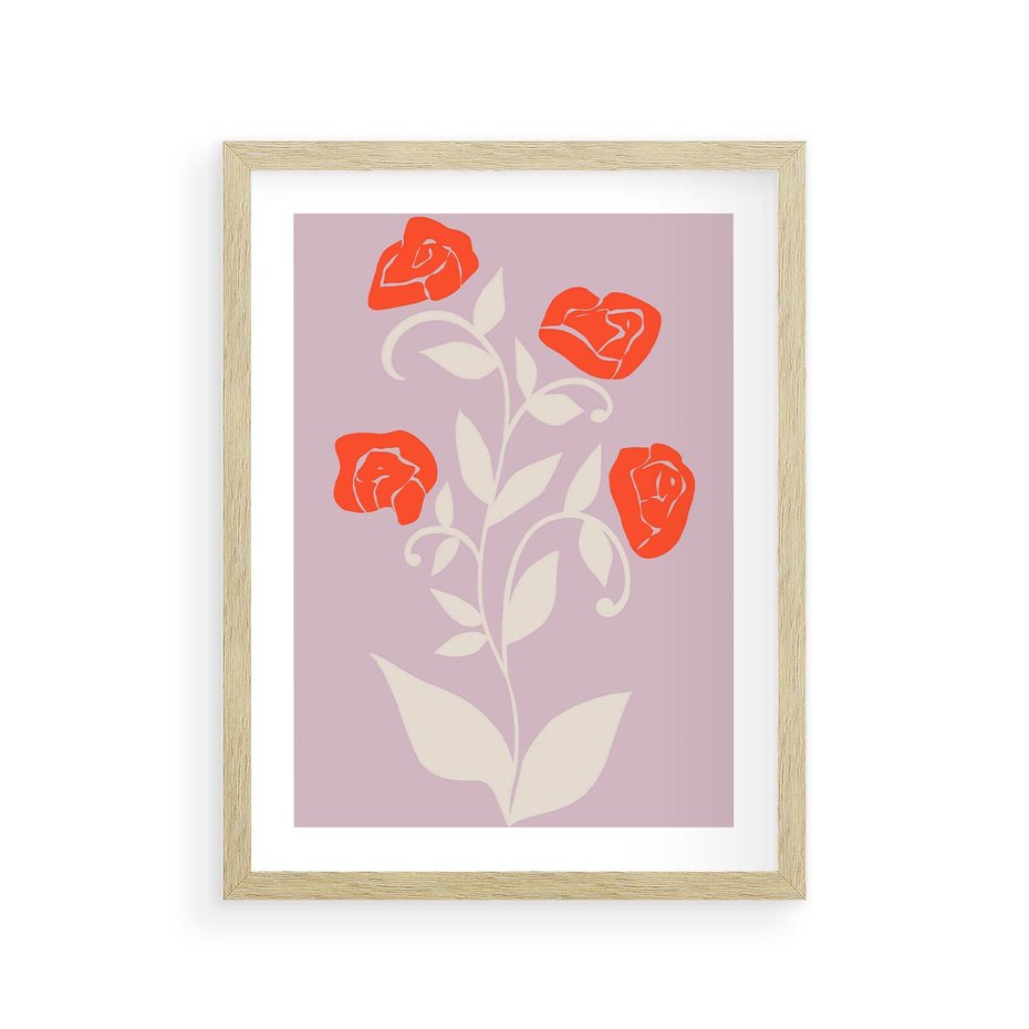 Plakat w ramie 30x40 - Migotliwe Widzenie Kwiatów - nowoczesny plakat, roślinne motywy - rama drewno