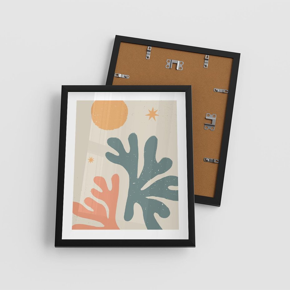 Plakat w ramie 40x50 - Inspirująca Równowaga - boho formy, kształty - rama czarna