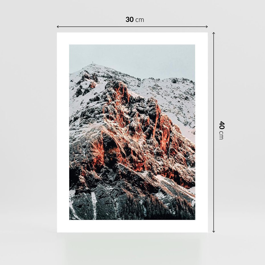 Plakat bez ramy 30x40 - Zima na Szczycie - góry, zima