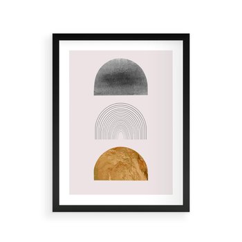 Plakat w ramie 30x40 - Piękno wGeometrycznych Kształtach i Złocie - nowoczesna geometryczna grafika, złote elementy - rama czarna