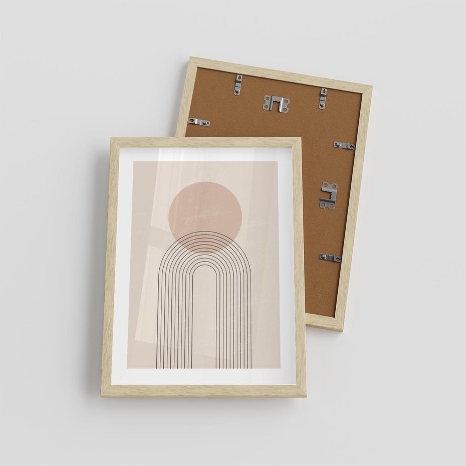 Plakat w ramie 30x40 - Konturem Zdefiniowane - boho plakat, minimalizm - rama drewno