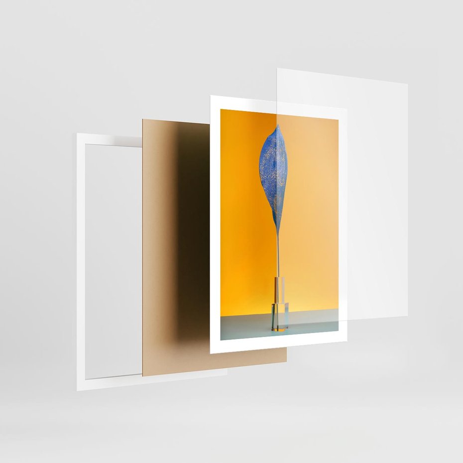 Plakat w ramie 50x70 - Niebiańskie liście - liść, liście - rama biała