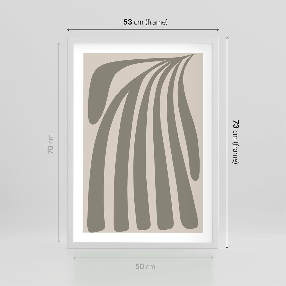 Plakat w ramie 50x70 - Beżowa Delikatność - nowoczesna sztuka, plakat modern - rama biała