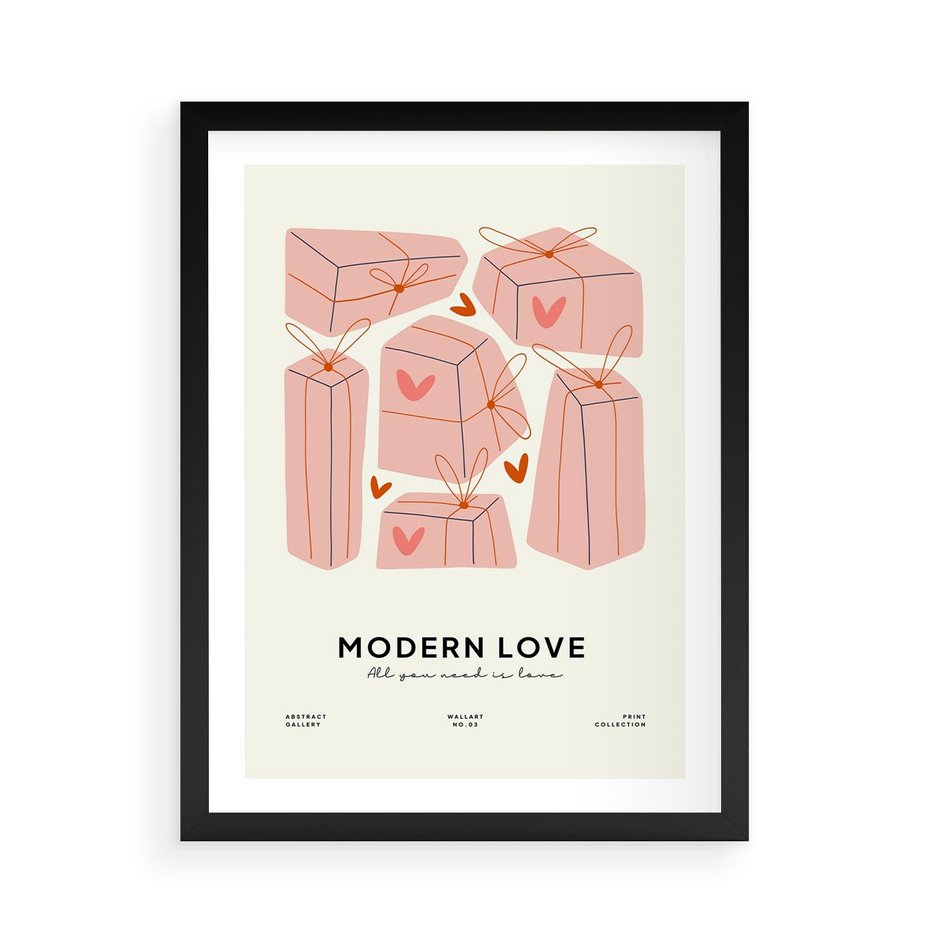 Plakat w ramie 50x70 - Nowoczesna Miłość - nowoczesna grafika, pastelowe kolory - rama czarna
