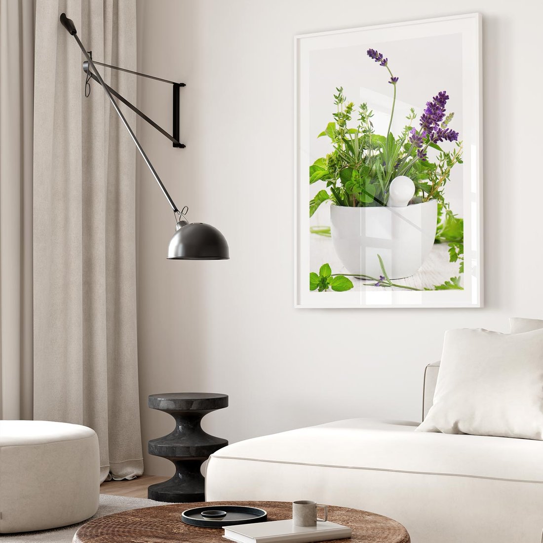 Plakat w ramie 30x40 - Kwiaty i zioła w restauracji - kwiaty, zioła - rama biała