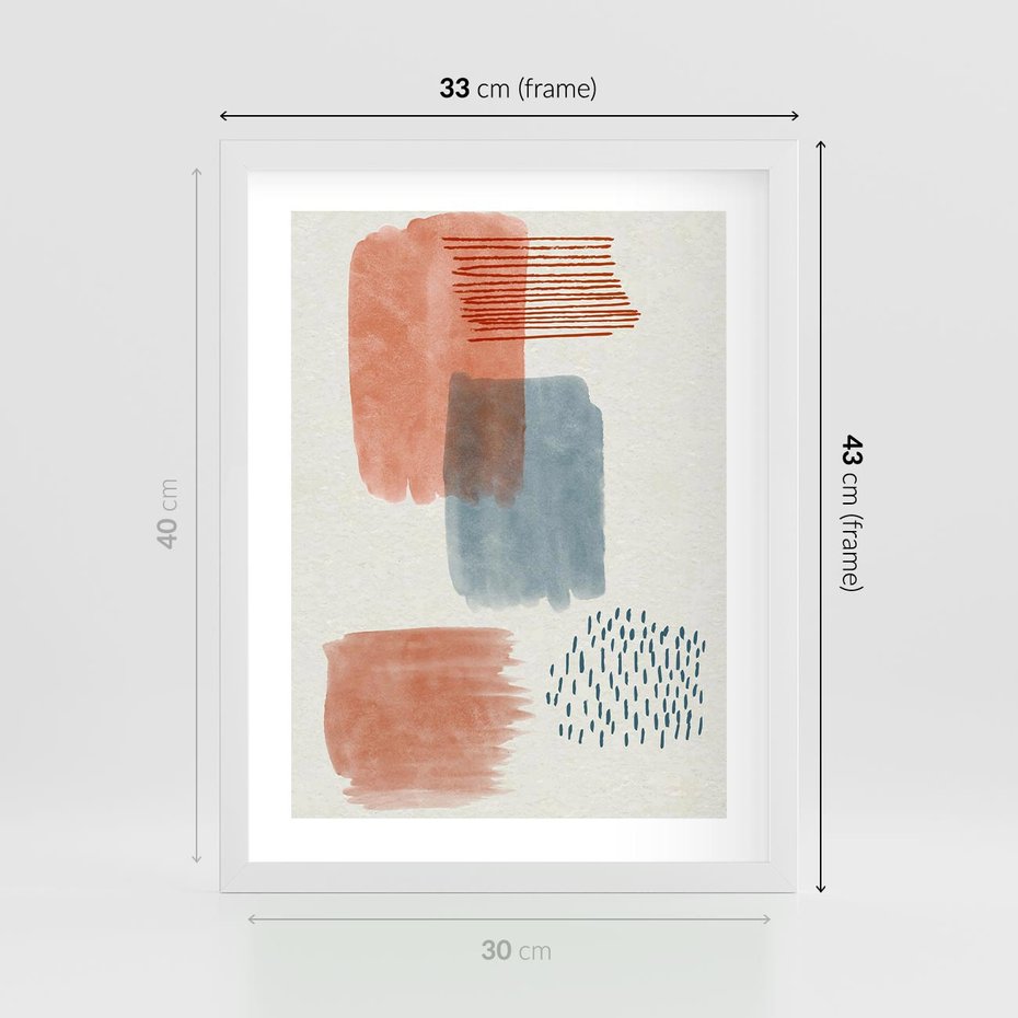 Plakat w ramie 30x40 - Pastelowa Abstrakcja: Maźnięcia Farbą - abstrakcja, maźnięcia farny - rama biała