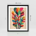 Plakat w ramie 40x50 - Symfonia Wzrokowych Impresji - abstrakcyjny kolorowy tęczowy obraz, inspiracje roślinne - rama czarna