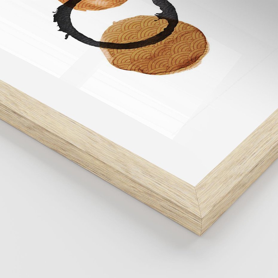 Plakat w ramie 30x40 - Japandi Geometria: Minimalistyczna Grafika - japońska sztuka, geometria - rama drewno