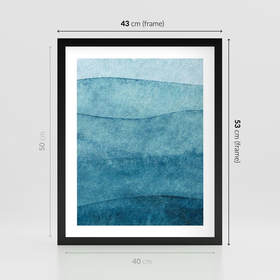 Plakat w ramie 40x50 - Kolorowe fale akwareli - akwarela, fale - rama czarna