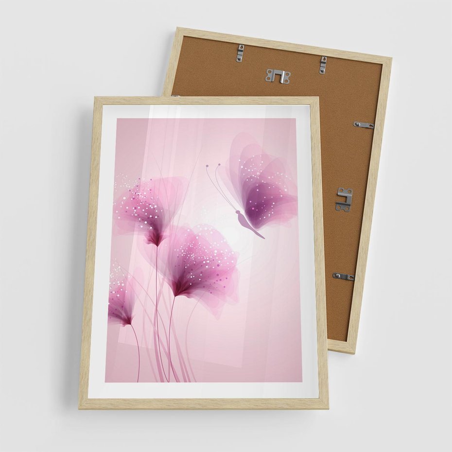 Plakat w ramie 50x70 - Akwarelowe Kwiaty w Pastelach - kwiaty, akwarelowe - rama drewno