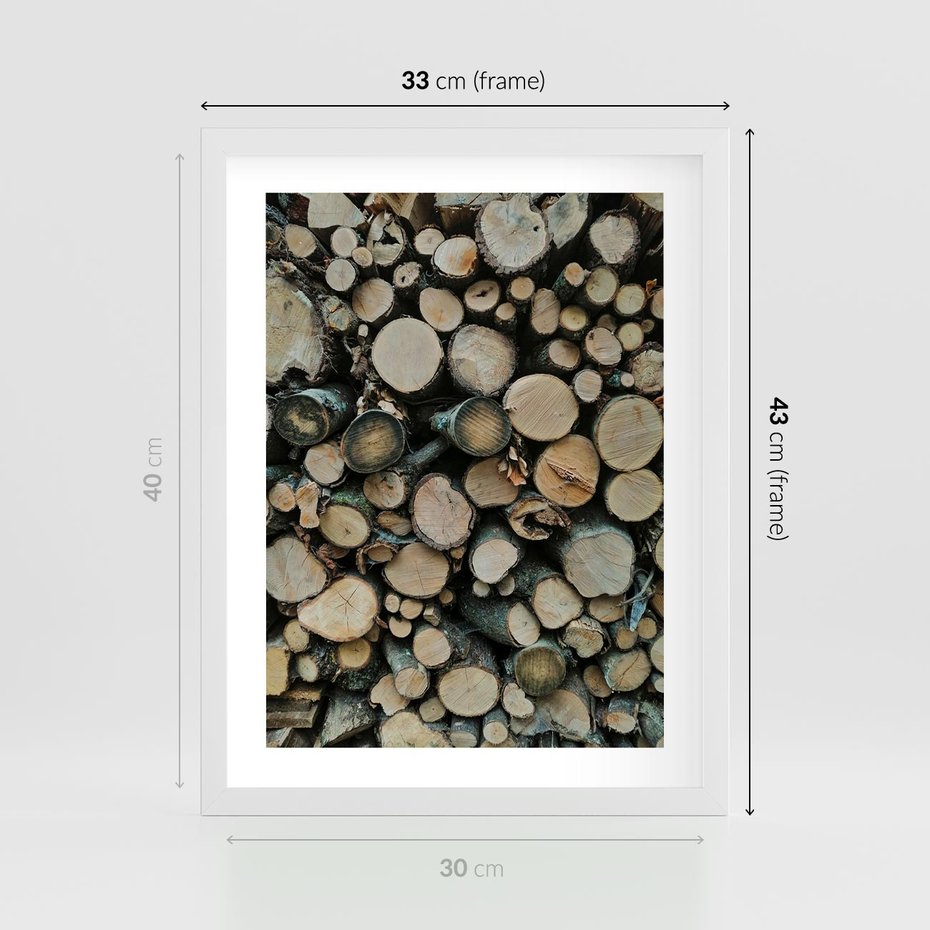 Plakat w ramie 30x40 - Bliskość Natury - drewno, las - rama biała