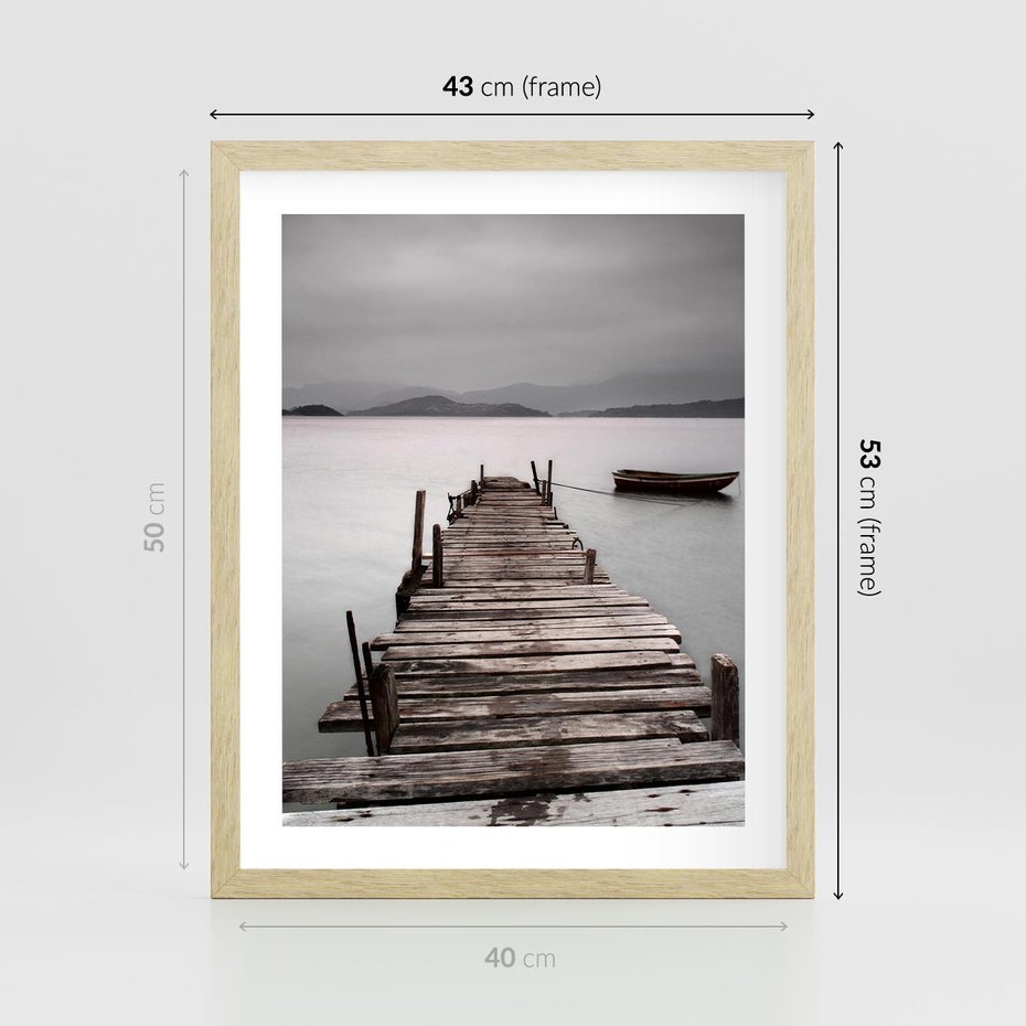 Plakat w ramie 40x50 - Spokój nad Jeziorem - pomost, jezioro - rama drewno