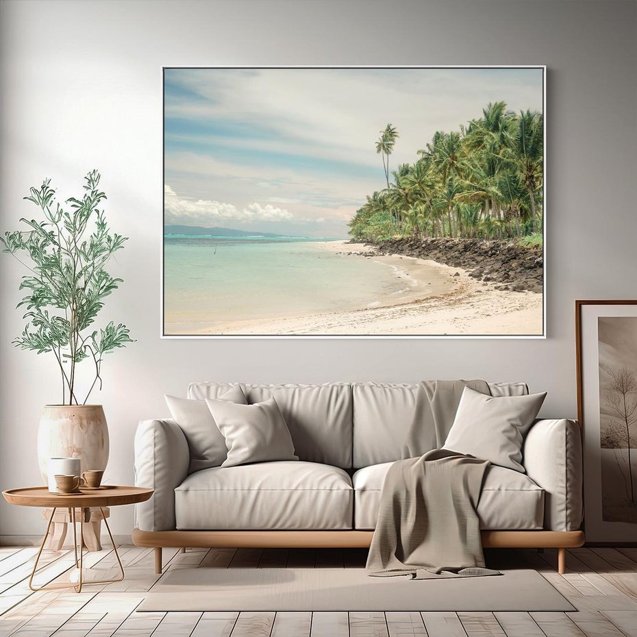 Obraz w ramie 120x80 - Uczta Egzotycznych Marzeń - fotografia, rajska plaża - rama biała