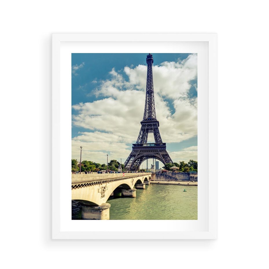 Plakat w ramie 40x50 - Wieża Eiffla - Ikona Paryża - wieża, Eiffla - rama biała