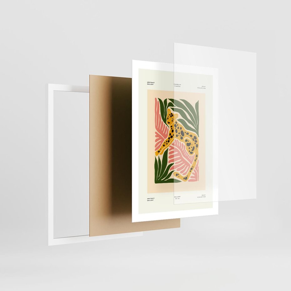 Plakat w ramie 50x70 - Rozkwitające Odbicia - nowoczesny plakat, gepard - rama biała