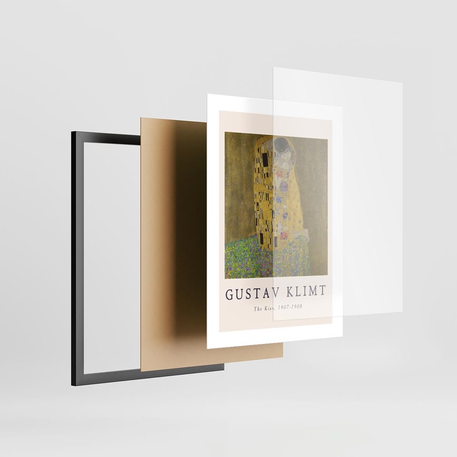 Plakat w ramie 30x40 - Sztuka Klimta - gustav klimt, pocałunek - rama czarna