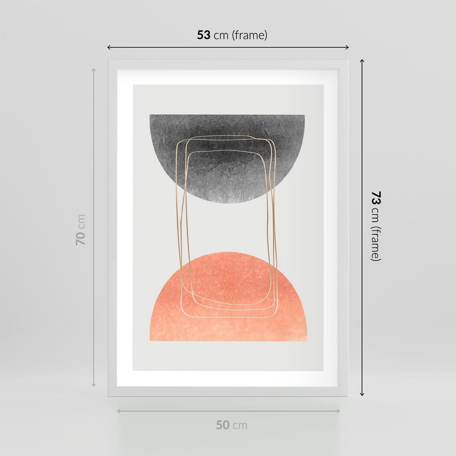 Plakat w ramie 50x70 - Sztuka Abstrakcji - minimalistyczny boho obraz, abstrakcyjny - rama biała