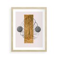Plakat w ramie 40x50 - Minimalistyczna Monstera: Złoty Prostokąt - liść monstery, minimalizm - rama drewno