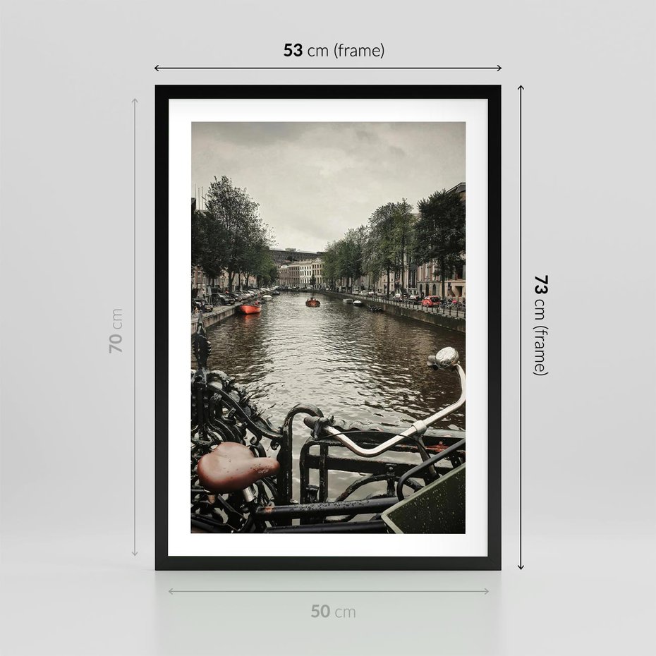 Plakat w ramie 50x70 - Miasto na Wodzie - holenderskie kanały, amsterdam - rama czarna