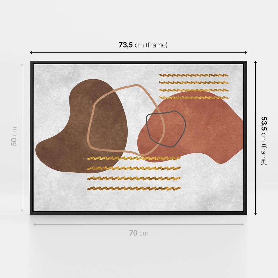 Obraz w ramie 70x50 - Odbicie światła serca - abstrakcyjne rozlane plamy, boho styl - rama czarna