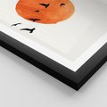 Plakat w ramie 30x40 - Zachód Słońca i Ptaki - grafika akwarela, czarne ptaki na tle zachodu słońca - rama czarna