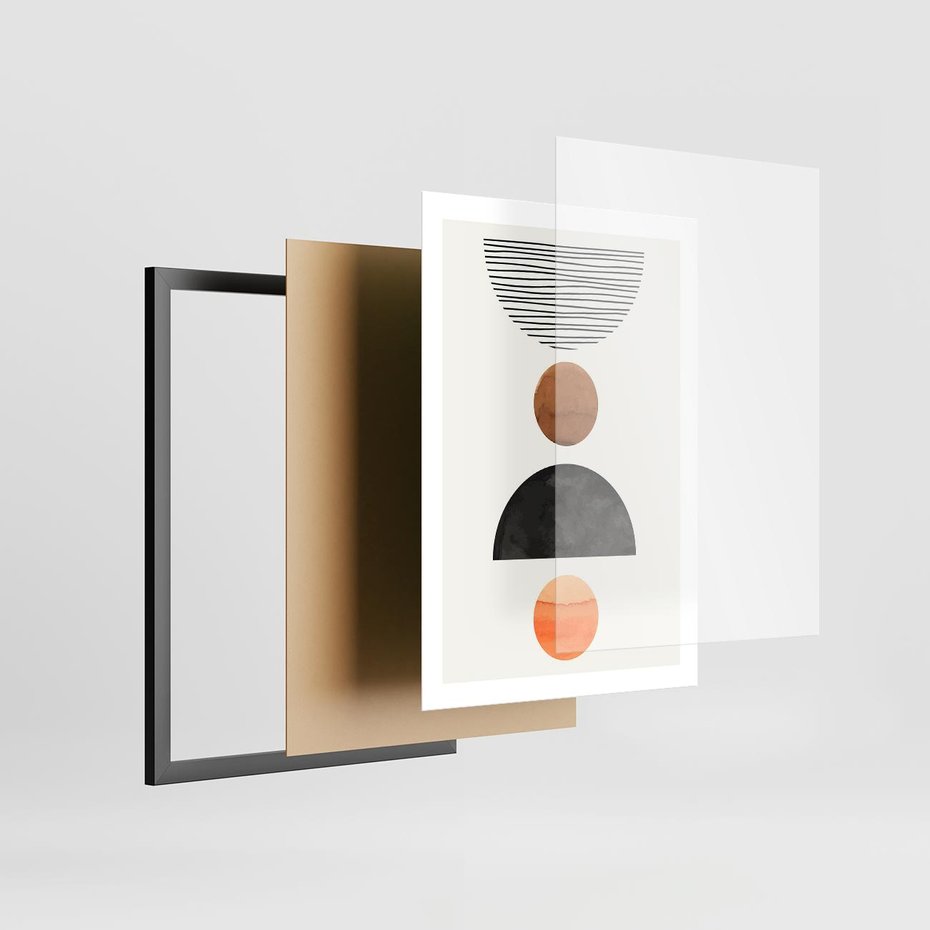 Plakat w ramie 50x70 - Geometryczna Przygoda - nowoczesna grafika, geometria - rama czarna