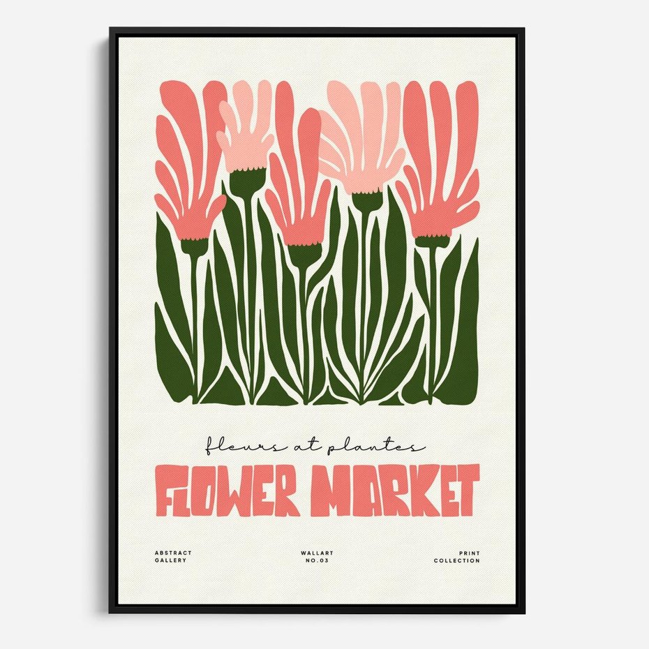 Obraz w ramie 50x70 - Symfonia Kolorowych Kształtów - nowoczesna grafika, kwiatowa kompozycja - rama czarna