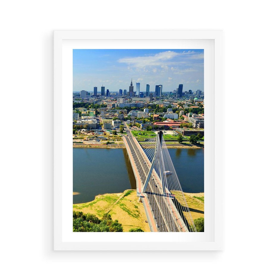 Plakat w ramie 50x70 - Most w metropolii - most, miato - rama biała