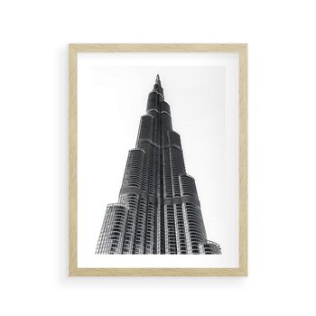 Plakat w ramie 50x70 - Wieżowiec w Monochromii - wieżowiec, architektura - rama drewno