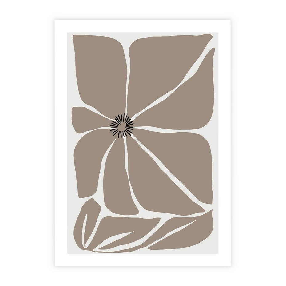Plakat bez ramy 21x30 - Złudne Zmysły - abstrakcyjny kwiat, beże i brązy