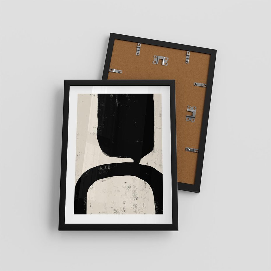 Plakat w ramie 30x40 - Przenikające Plamy - abstrakcyjna sztuka, minimalizm - rama czarna