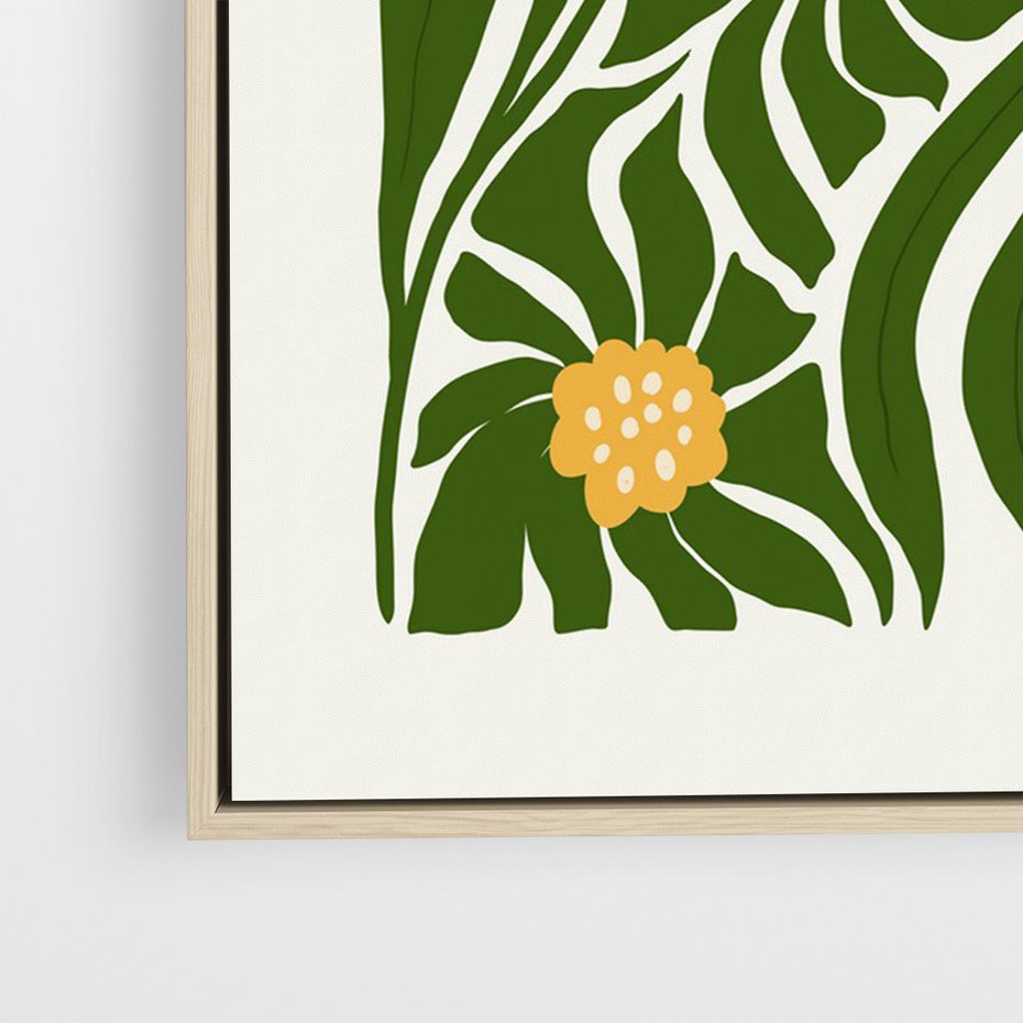 Obraz w ramie 80x120 - Spojrzenie wgłąb roślinnego świata - abstrakcyjne kwiaty, kompozycja - rama drewno